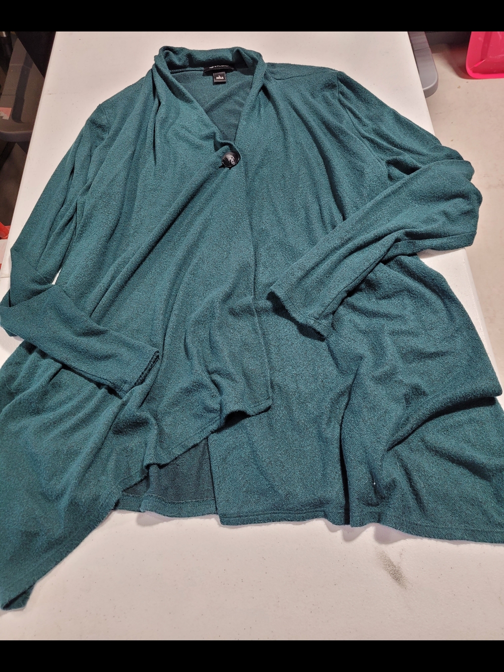 AB Studio Open-Front Cardigan Jacket - Teal Green